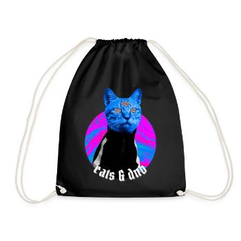 Cats & DnB Cat Stylish Drum And Bass Rave Outfit - Drawstring Bag - black - Front