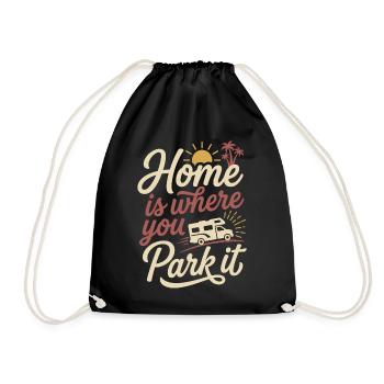 Camper - Home is Where You Park It - Drawstring Bag - black - Front