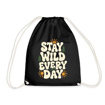 Outdoor Adventure - Stay Wild Everyday - Drawstring Bag - black - Front