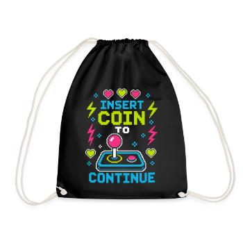 Insert Coin To Continue Retro Gaming - Drawstring Bag - black - Front