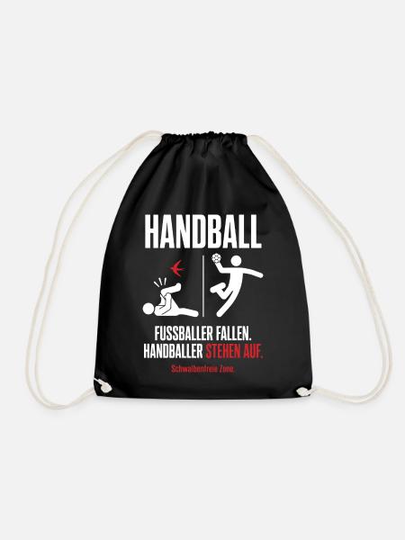 Schwalbenfreie Zone – Handball vs Fußball - Turnbeutel - Schwarz