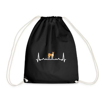 Dog Heartbeat Basenji - Drawstring Bag - black - Front