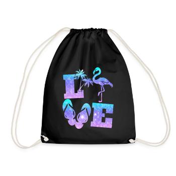 Flamant rose d’amour - Sac de sport léger - noir - Devant