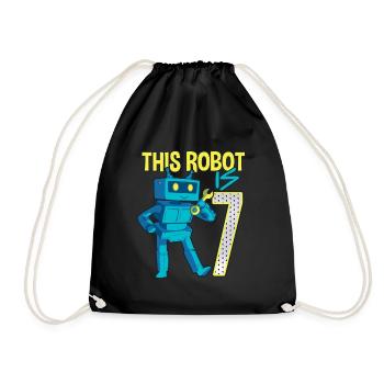 7ème anniversaire d’un petit robot de 7 ans - Sac de sport léger - noir - Devant