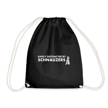 Easily Distracted By Schnauzer - Drawstring Bag - black - Front