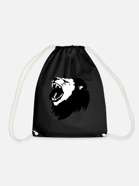 lion - Drawstring Bag - black