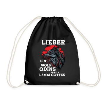 Wikinger Wölfe Odin Walhalla Wolf Geschenk Spruch - Turnbeutel - Schwarz - Vorne