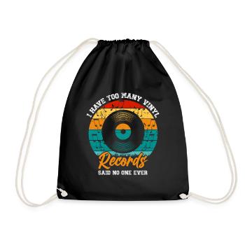 Platine vinyle vinyle rétro collection - Sac de sport léger - noir - Devant