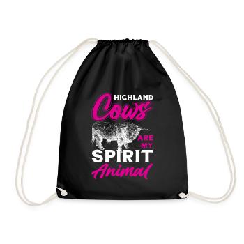 Scottish Highland cattle Highland Cattle - Drawstring Bag - black - Front