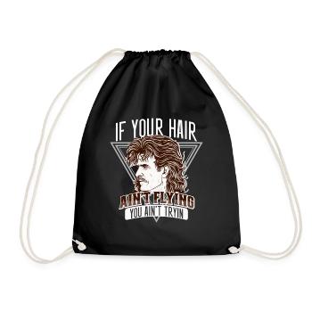 Mullet Frisur Vokuhila Frisur - Turnbeutel - Schwarz - Vorne