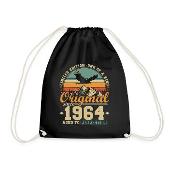 Original Since 1964 Vintage Birthday Gift - Drawstring Bag - black - Front