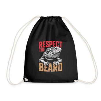Respect the Beard! Bearded Dragon Reptile Terraristics - Drawstring Bag - black - Front