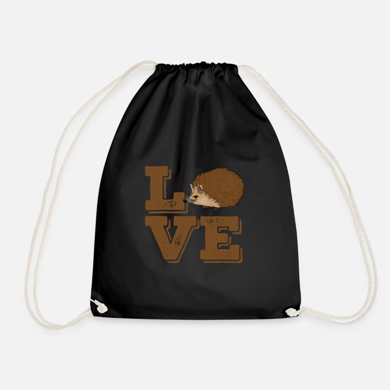 I Love Hedgehogs - Drawstring Bag - black