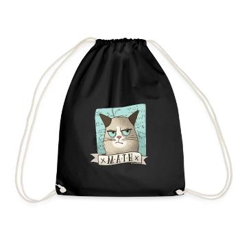 Mathe Nachhilfe Katze Lehrer Tshirt Geschenk - Turnbeutel - Schwarz - Vorne
