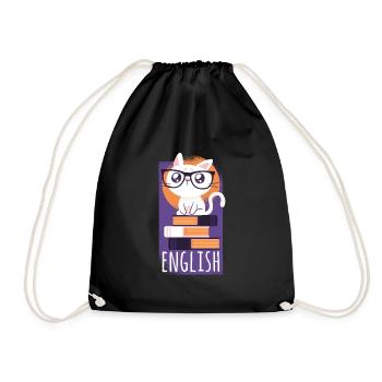 Englisch Übersetzer Katze Tshirt Geschenk - Turnbeutel - Schwarz - Vorne