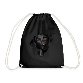 Schwarzes Labrador-Hundegesicht - Turnbeutel - Schwarz - Vorne