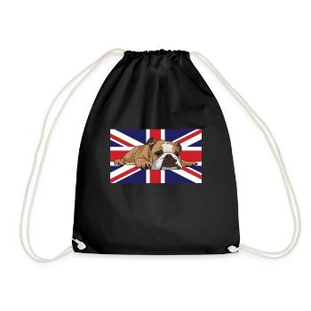 English Bulldog Union Jack Flag - Drawstring Bag - black - Front