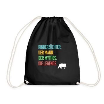 Rind Rinderzüchter Rinderbauer Rinder Geschenk - Turnbeutel - Schwarz - Vorne