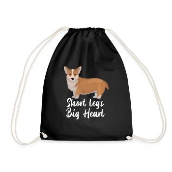 Corgi Dog Short Legs Big Heart - Drawstring Bag - black - Front