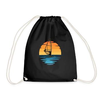 Windsurfen Sonnenuntergang - Turnbeutel - Schwarz - Vorne