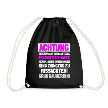 Bauherrin Geschenkidee - Turnbeutel - Schwarz - Vorne