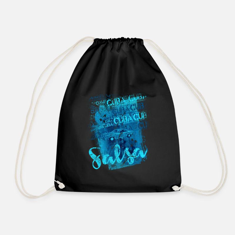 Salsa Cuba Classic Car Oldtimer T-Shirt I Salsa - Drawstring Bag - black