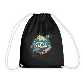 Timo - Beautiful boy name with cool dinosaurs - Drawstring Bag - black - Front