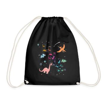 Linus - Beautiful boy name with cool dinosaurs - Drawstring Bag - black - Front