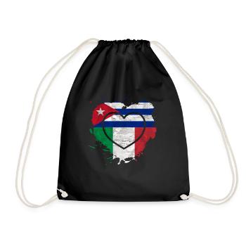 Cuban Italian Heart Cuba y Italia Amor - Drawstring Bag - black - Front