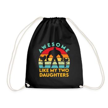 Awesome Like My Daughters Funny Fathers Day Gift - Drawstring Bag - black - Front