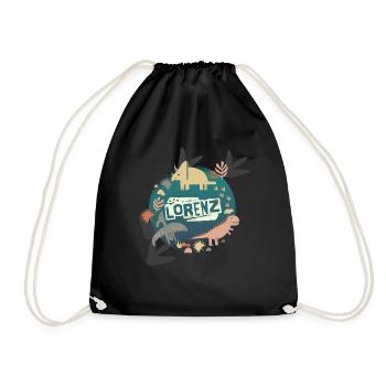 FELIX - Beautiful boy name with cute dinosaurs - Drawstring Bag - black - Front