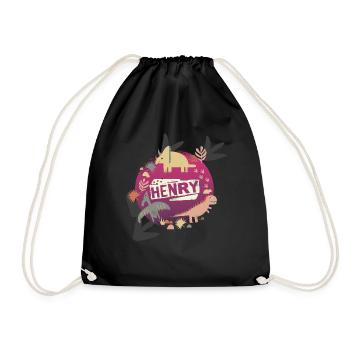 HENRY - Beau nom de garçon avec de mignons dinosaures - Sac de sport léger - noir - Devant