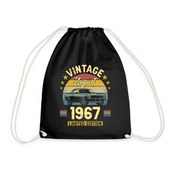 Vintage August 1967 55 years anniversary - Drawstring Bag - black - Front
