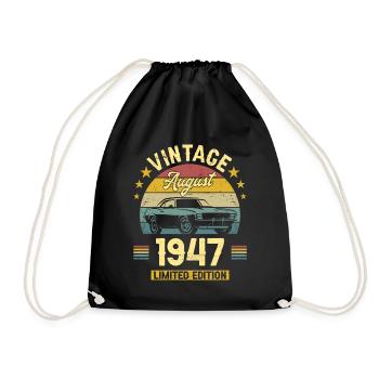 Vintage August 1947 75 years anniversary - Drawstring Bag - black - Front