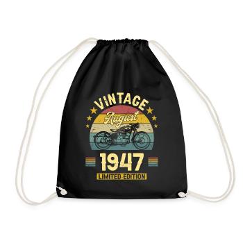 Vintage August 1947 75 years anniversary - Drawstring Bag - black - Front