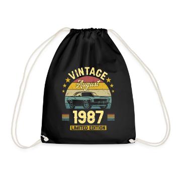 Vintage August 1987 35 years Anniversary - Drawstring Bag - black - Front