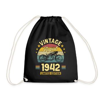 Vintage August 1942 80 years Anniversary - Drawstring Bag - black - Front