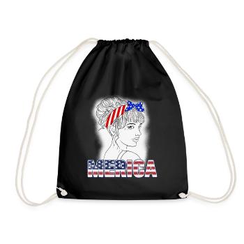 Merica Girl USA Flag - Drawstring Bag - black - Front