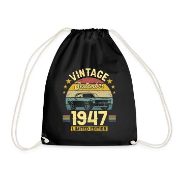 Vintage September 1947 75 years anniversary - Drawstring Bag - black - Front