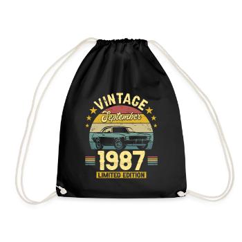 Vintage September 1987 35 years Anniversary - Drawstring Bag - black - Front