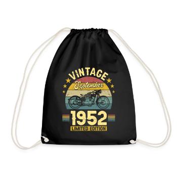 Vintage Septembre 1952 70 Ans Anniversaire - Sac de sport léger - noir - Devant