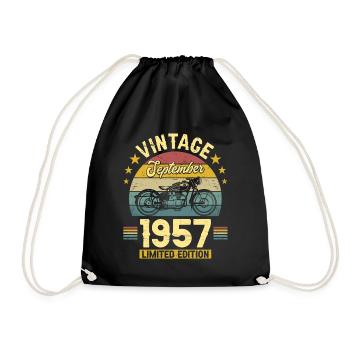 Vintage Septembre 1957 65 Ans Anniversaire - Sac de sport léger - noir - Devant