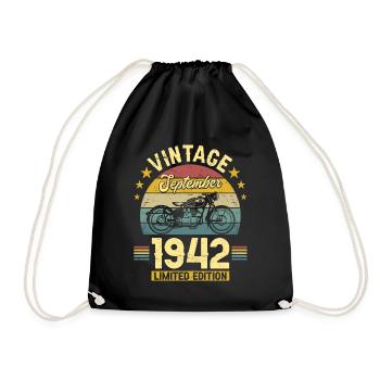 Vintage September 1942 80 years Anniversary - Drawstring Bag - black - Front