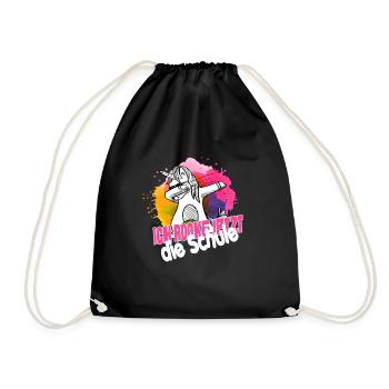 Endlich Schulkind, Einschulung - Turnbeutel - Schwarz - Vorne