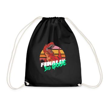Finally 3rd Grade, Second Grader - T-REX - Drawstring Bag - black - Front