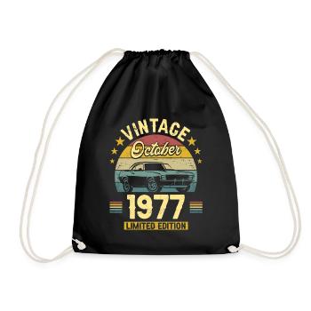 Vintage October 1977 45 Years Anniversary - Drawstring Bag - black - Front