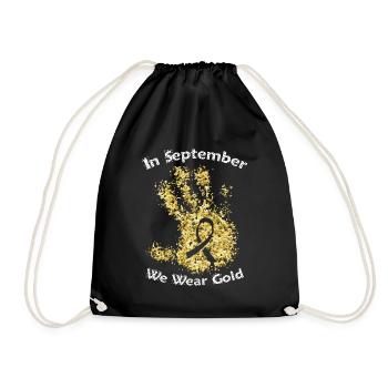 September We Wear Gold Childhood cancer awareness - Drawstring Bag - black - Front