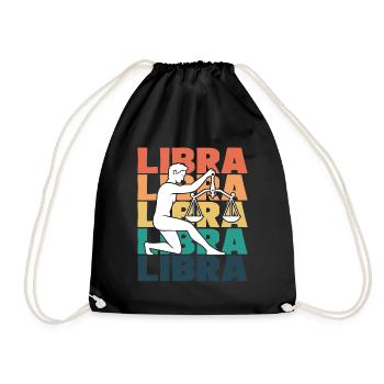 Libra Zodiac Birthday - Drawstring Bag - black - Front