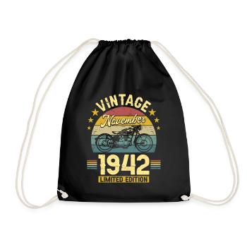 Vintage November 1942 80 years Anniversary - Drawstring Bag - black - Front