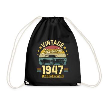 Vintage November 1947 75 years anniversary - Drawstring Bag - black - Front